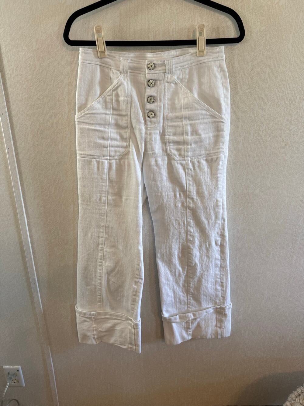 Cinq à Sept Cuffed Benji White Wide Leg Pants Size 6